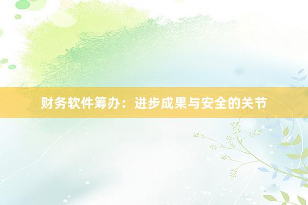 财务软件筹办：进步成果与安全的关节